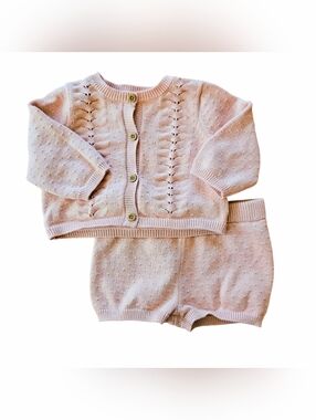 Cloud Island 0-3 Months Pink Sweater Set
